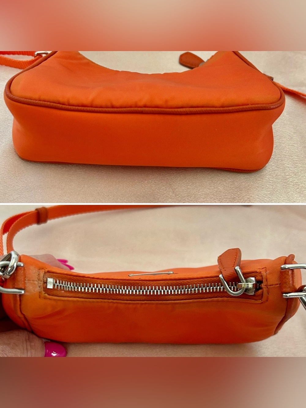 Auth. Prada Orange Tessuto Nylon MINI Bag - Picture 10 of 15